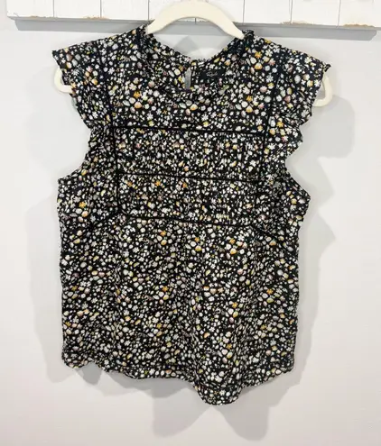 Rails Filomena Lace Inset Top Black Floral Size M