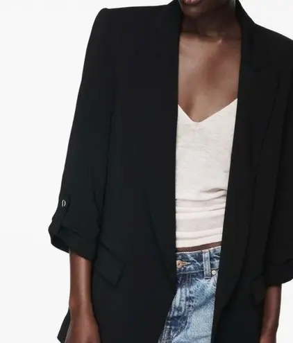 ZARA  Black Rolled Up Open Blazer Jacket