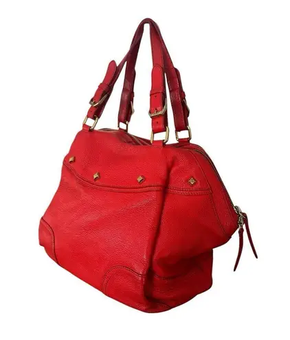 MCM Authentic Red Leather Pebble Handbag Purse Pocketbook Medium Sized READ