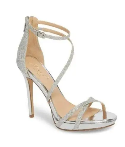 Badgley Mischka JEWEL Silver Galen Strappy Platform Sandal 8.5