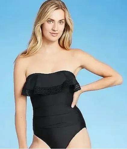 Kona Sol Crochet Ruffle Bandeau One Piece