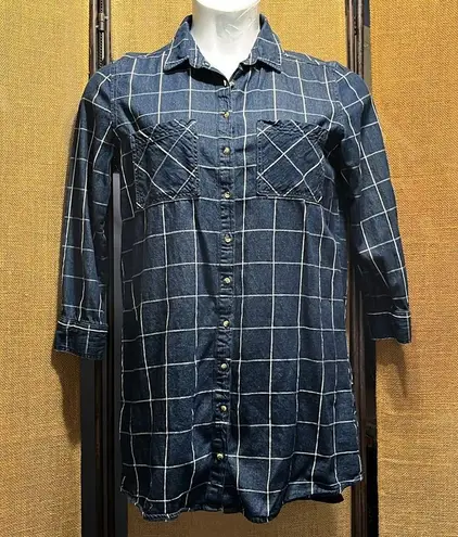 Girl Krazy Blue 3/4 Sleeve Dress Tunic Shirt with Timeless Style Y2K