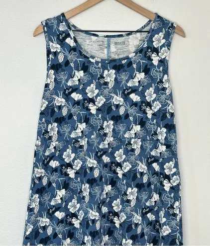 Duluth Trading Co. To 'n' Flow Floral Stretchy Knit Maxi Dress Blue Sz L Size L