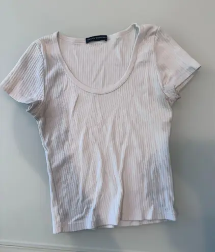 Brandy Melville White Ribbed Shirt