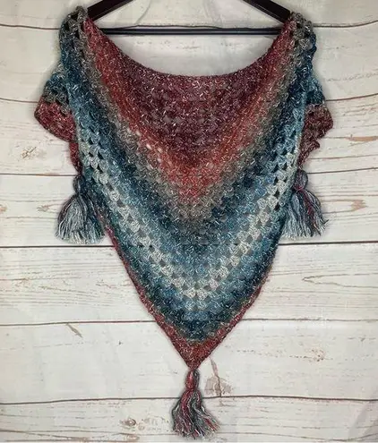 Handmade • Crochet Set • Scarf/Shawl Gloves Headband • Boho • Spring • F… Blue