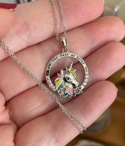 Sterling Silver Unicorn “I Am The Best At Being Me” Necklace