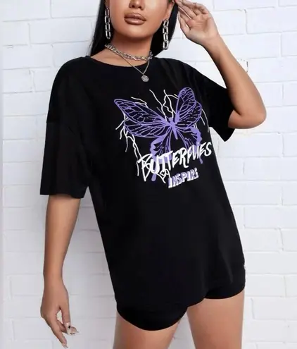 SheIn Butterfly Graphic Tee & Biker Short Set