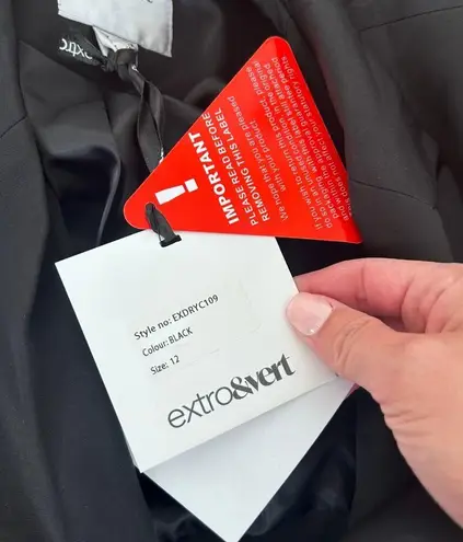 Extro & Vert Black Twist Front Blazer Skirt Dress Sz 12