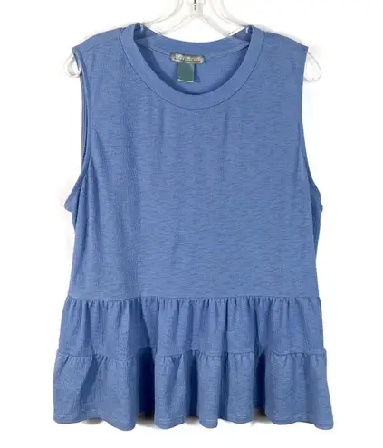 Good Luck Gem Light Pastel Blue Crepe Tiered Babydoll Sleeveless Casual Tank Top