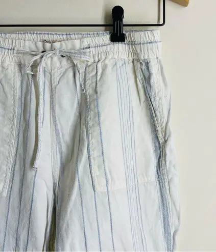 Faherty 100% Linen Pants White Blue Striped size XS Drawstring Lightweight