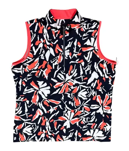 TAIL White Label Golf Sleeveless Top Floral Print Mock Neck womens XL NEW Black
