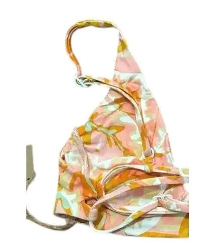 Stone Fox Swim NWT Bikini Conch Hot Tropix Spaghetti Top V Neck XS Pink White