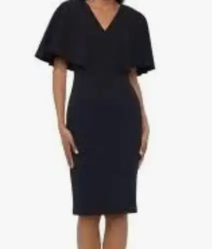 Betsy and Adam Women's Black Flutter Sleeve Midi Dress Size 12 Party/Cocktail