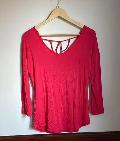 Trendy Land Red Backless 3/4 Sleeve Blouse