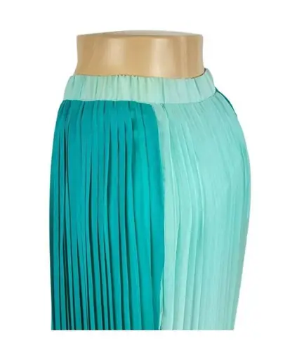 TCEC Color Block Pleated Maxi Skirt Size Medium - Turquoise