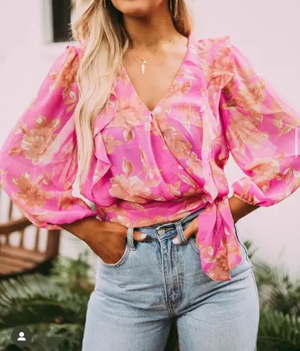 These Three Boutique Pink Floral Top