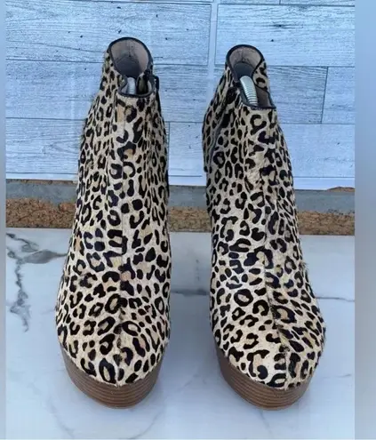 MATIKO Leopard Print Platform Pony Calf Hair
Animal Wedge Ankle Boot 10 Tan