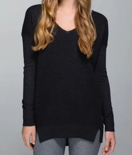 Lululemon  Womens The Sweater Life Top Pullover Long Sleeve Heather Black Small