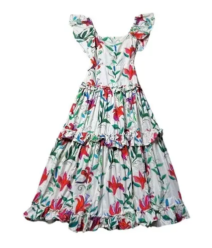 La DoubleJ Lilly Floral Print Scarlett Maxi Dress US XS Pink