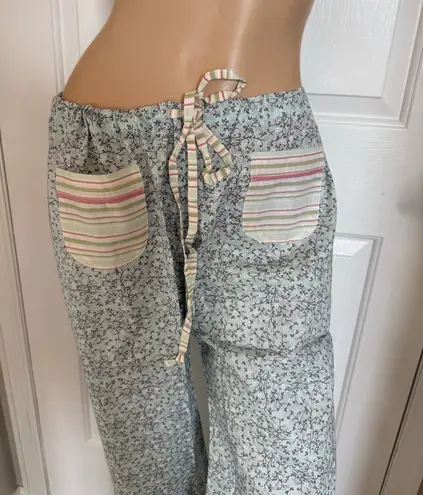 Derek Rose Vintage Pajama Pants M Floral Stripe Cotton Lounge Trousers New Rare