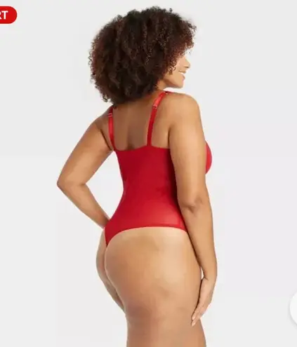 Auren Auden Red Women's Rhinestone Lingerie Bodysuit