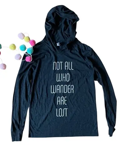 Next Level Apparel Next Level Not All Who Wander Are Lost Black T Shirt Hoodie Size S Gorpcore