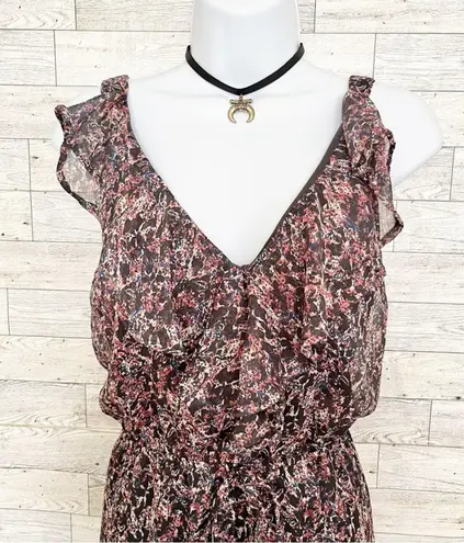 MYTH NYC Sleeveless Ruffle Mini Dress, M Gray Size M