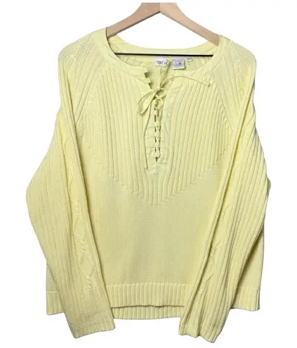 Together Cotton Blend Yellow Knit Sweater Lace Front Women’s Size XL