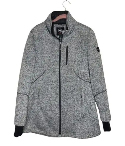 HALIFAX TRADERS Grey Fleece Jacket Long Full Zip Heathered Womens Size Large Gray