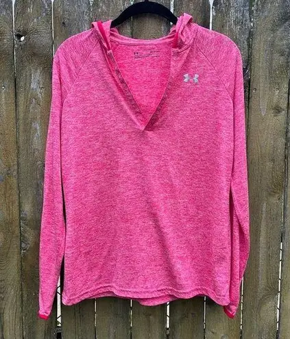 Under Armour  Tech Twist Hoodie Henley Pink Long Sleeve Shirt Sz S