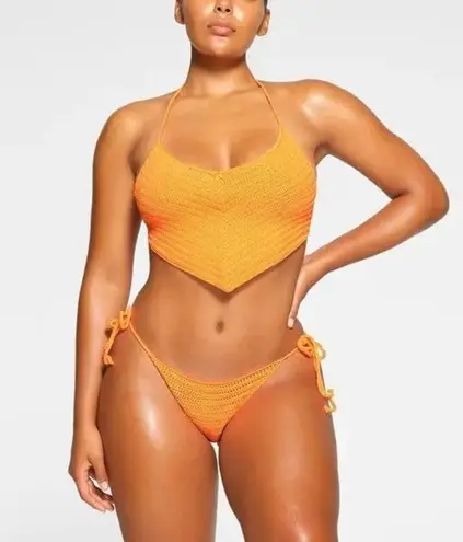 SKIMS Crochet Swim Handkerchief Top Orange Size Small