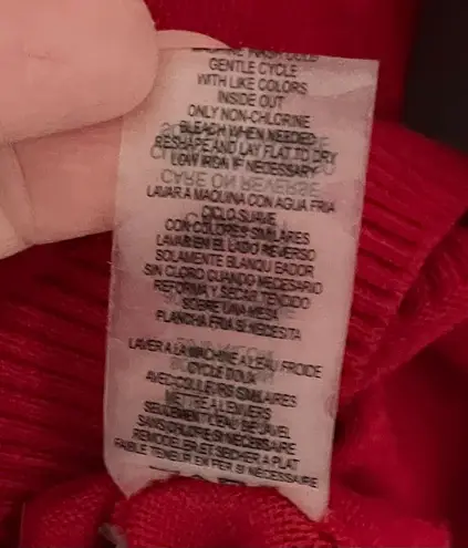 Karl Lagerfeld Women’s Long Sleeve Collared Keyhole Neck Sweater Red Black Large