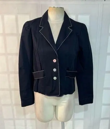 Luella For Target Blue Notch Lapel Three Buttons Lined Blazer Jacket Size XL
