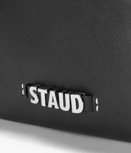 STAUD Acute Asymmetric Small Crossbody Leather Bag Black