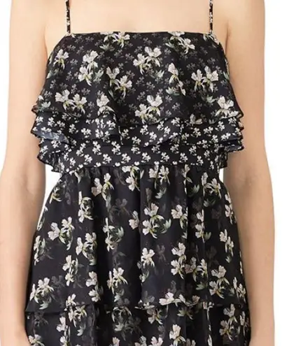 Jill Stuart Jill Black Floral Printed Kiera Ruffle Gown Suze 8