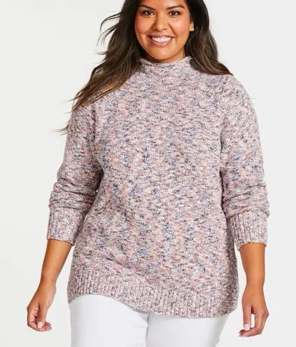 LL Bean Cotton Ragg Space Dye Funnelneck Pullover Sweater Size MEDIUM