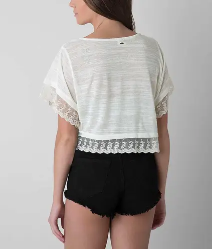 O'Neill  lace embroidered loose oversized cropped top tee shirt 