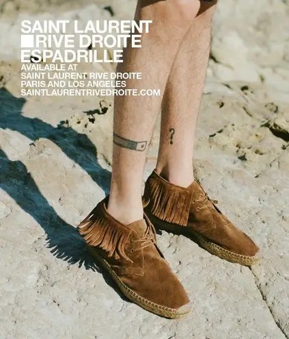 Saint Laurent Tan Suede Fringe Espadrille desert boot booties size IT 40 US 10