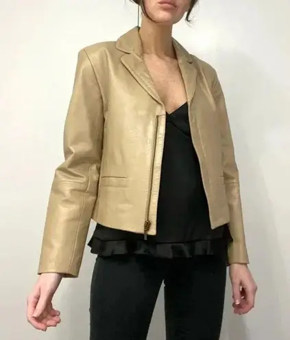 Petite Sophisticate Vintage 90s Leather Jacket Cream Size P