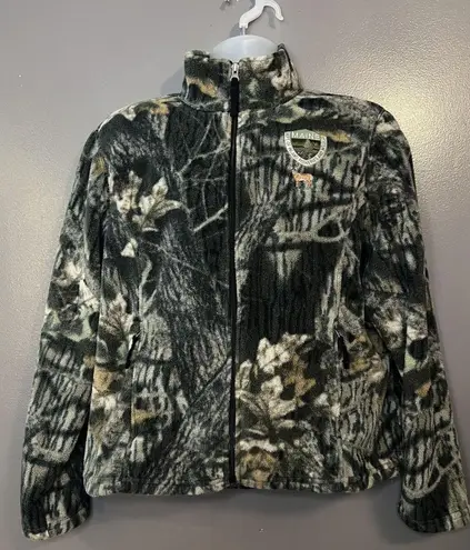 L.L.Bean Jacket Womens Extra Large Camo Polartec Fleece Full Zip Maine Hunting Green Size XL