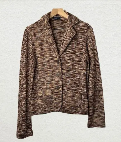 Magaschoni Brown Marbled Texture Silk Knit Blazer Jacket w Tank Neutral Career