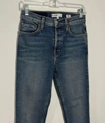 RE/DONE Originals High Rise Ankle Crop Stretch Mid 80’s Wash Button Fly Size 25