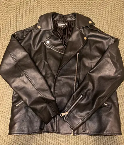 Missguided Oversized Leather Jacket NO BELT