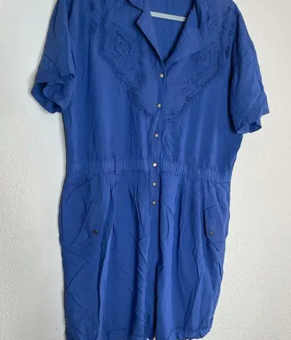 Vintage Blue  romper with pockets