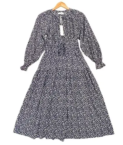 Lacausa Dama Dress Blue Magic Mushroom Print Midi Long Sleeve Resort Coastal S