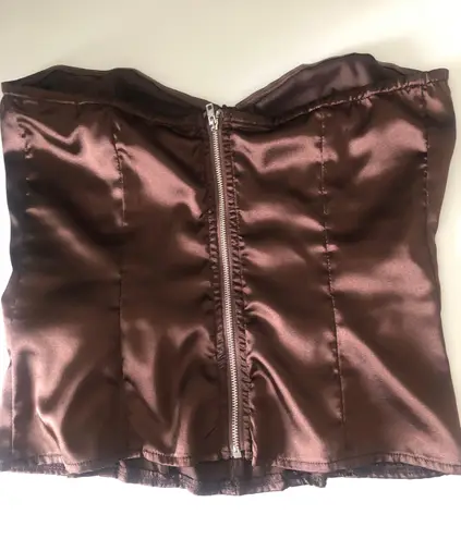 Pretty Little Thing Brown Satin Corset