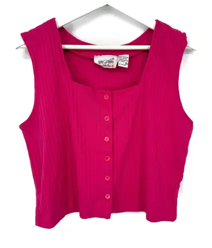 Vintage Denim Republic Pink Ribbed Button