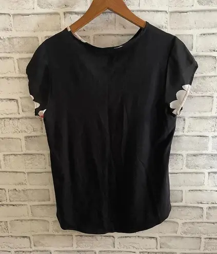 Van Heusen black floral short sleeve blouse Small