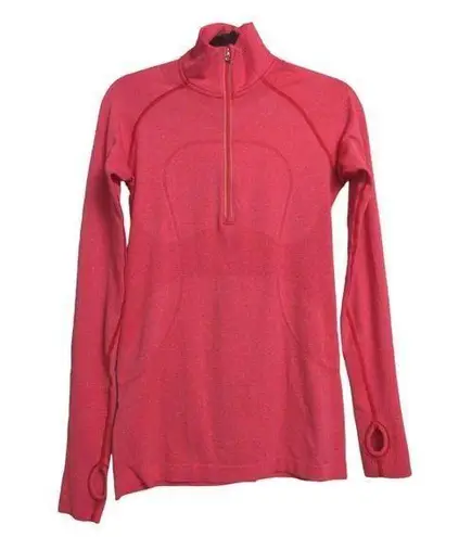 Lululemon  Womens Swiftly Tech 1/2 Zip Pullover Coral Anti-Microbial Thumbholes 8