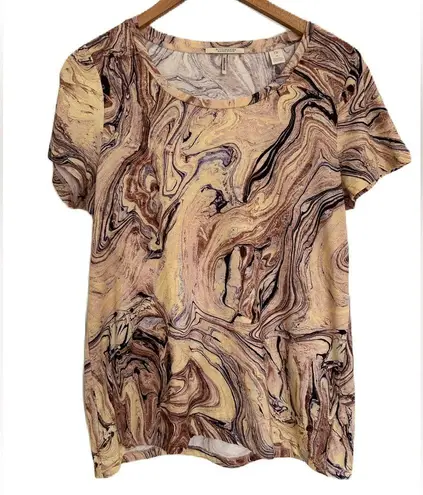 Scotch & Soda Women’s Beige Marble Print Short Sleeve T-Shirt Medium